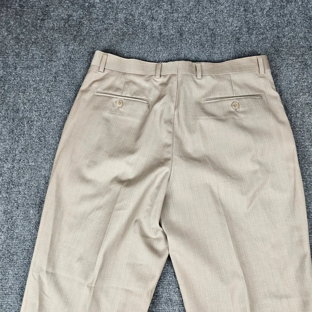 Lauren Ralph Lauren Mens Tan Pleated Cuffed Dress Pants 34x29 Pinstripe Trousers